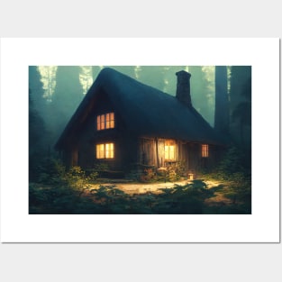 Magical ancient forest house Posters and Art